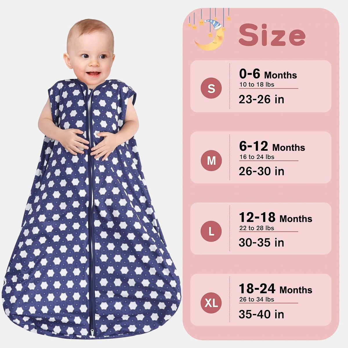 GUNTAIL Saco de dormir para bebé de 0 a 6 meses, paquete de 3 mantas para bebé, 100% algodón