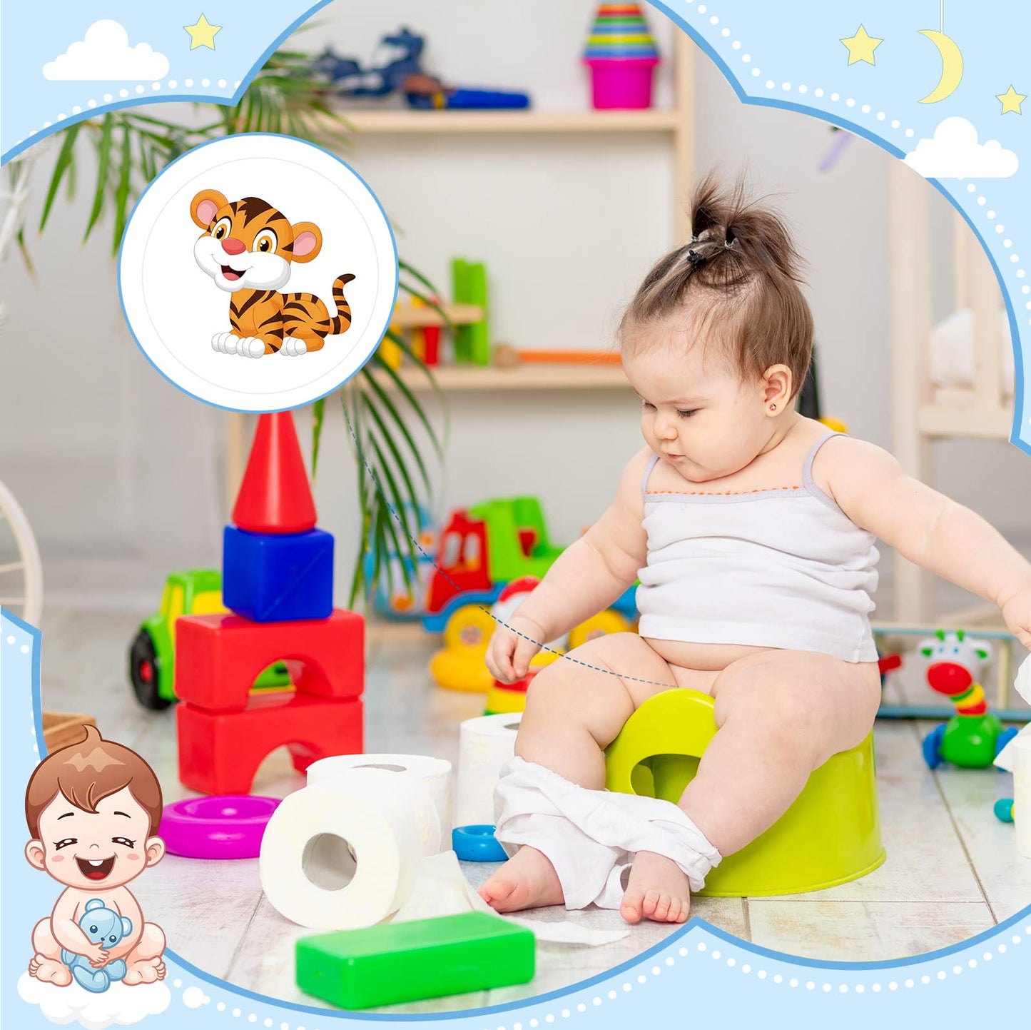 24 calcomanías de entrenamiento para ir al baño, reutilizables