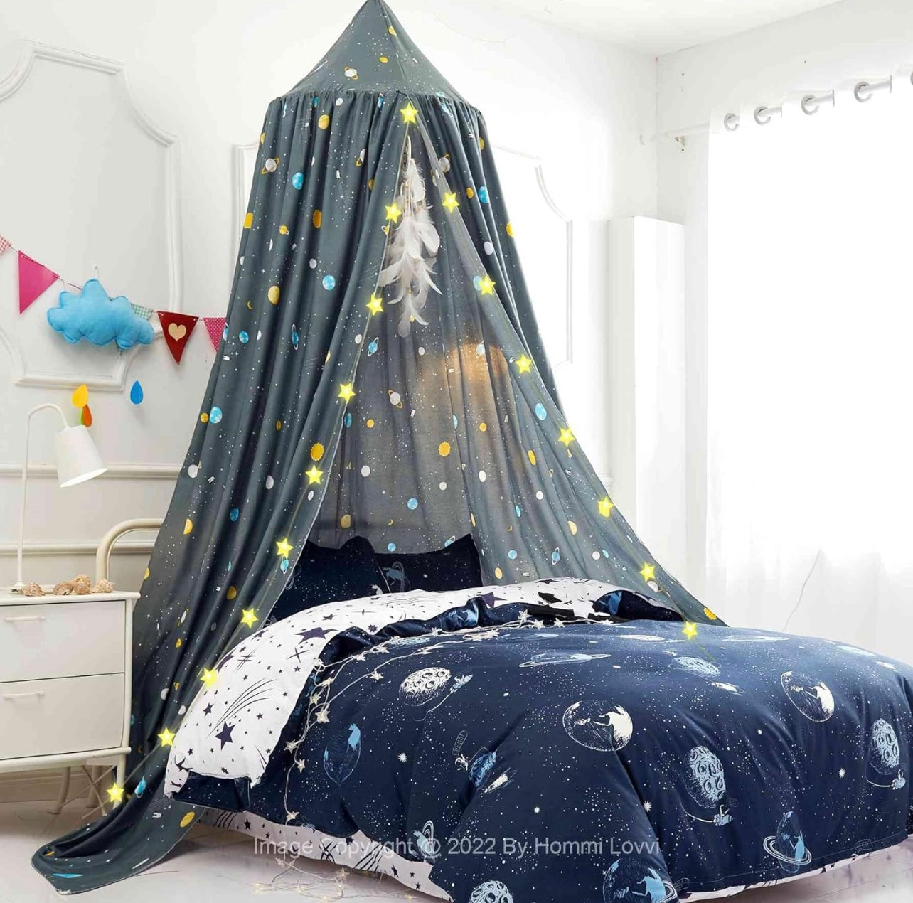 Dosel para cama infantil con estampado de cohetes espaciales Hommi Lov –  Mom to Mom