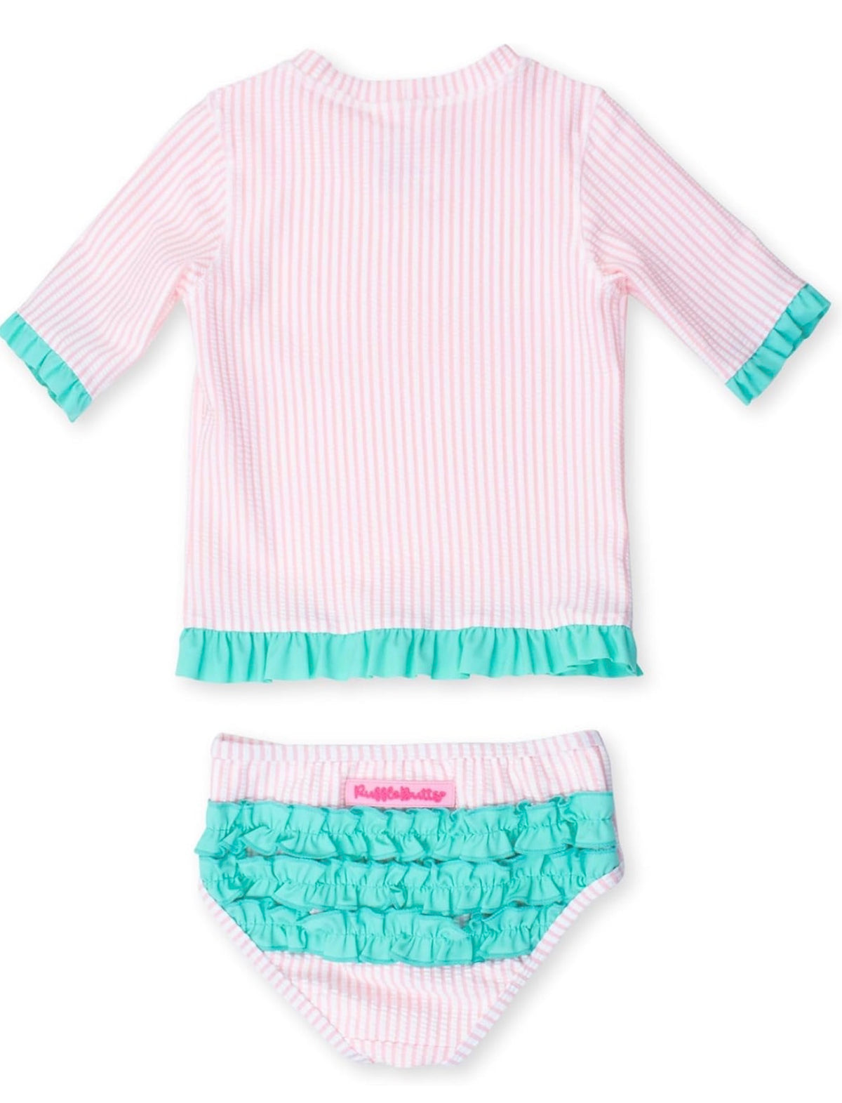 RuffleButts Bikini de manga corta con volantes para bebé - UPF50+, 2 años