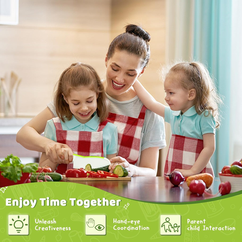 Tinyhalo juego de cuchillos para niños con tabla de cortar, cortadores de frutas y verduras