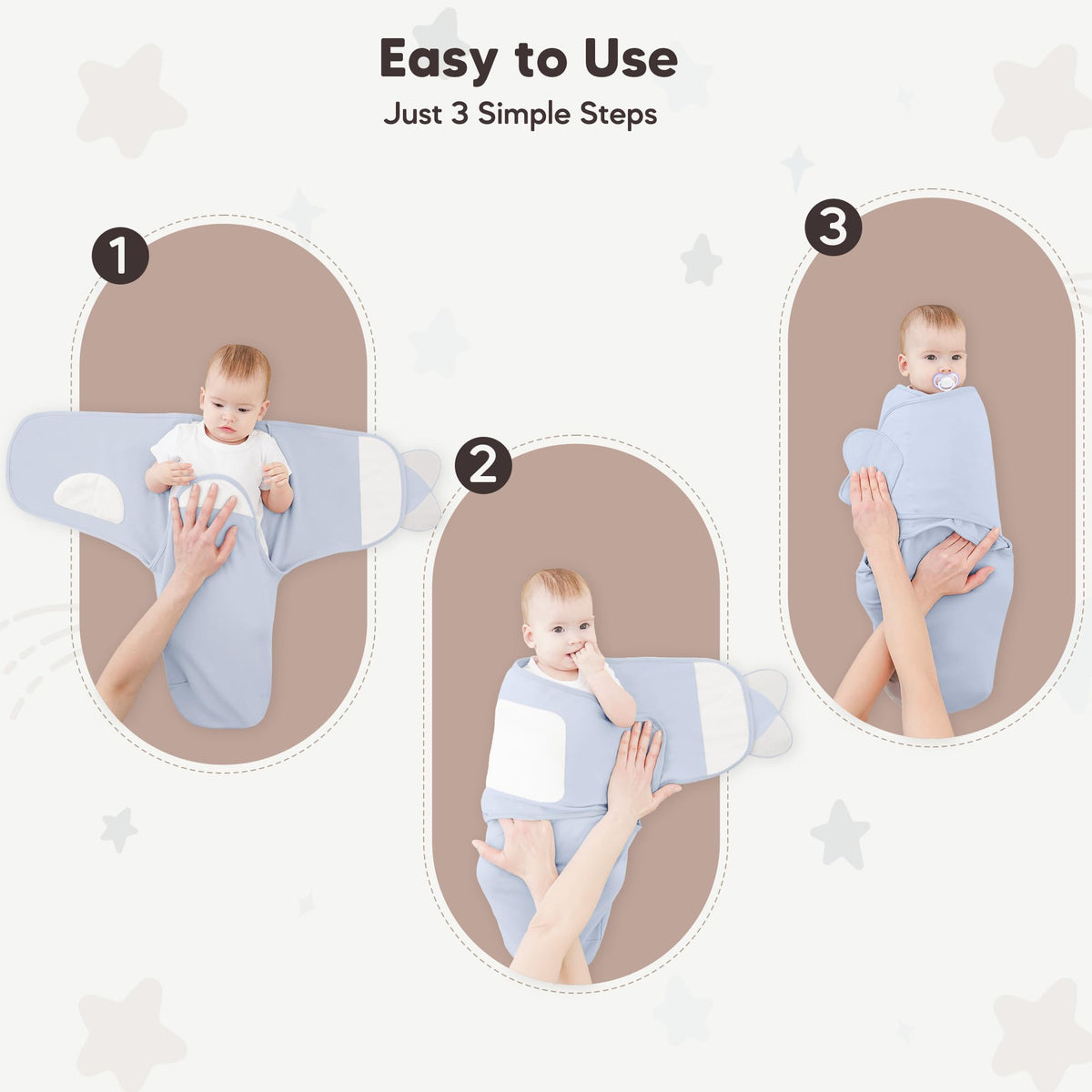 Sacos de dormir Susurration Swaddle, paquete de 3, 100 % algodón de 0 a 6 meses