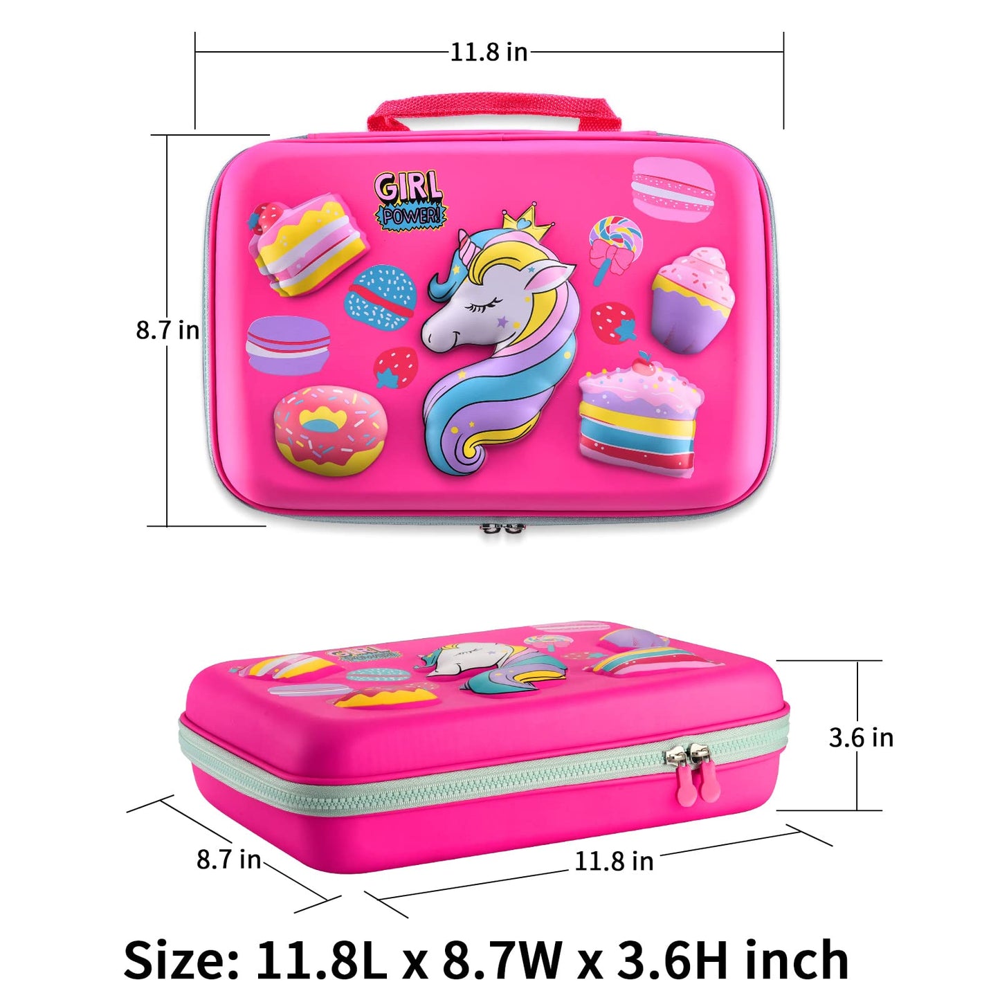 COO&KOO Juego de lonchera aislada de unicornio con 3 compartimentos