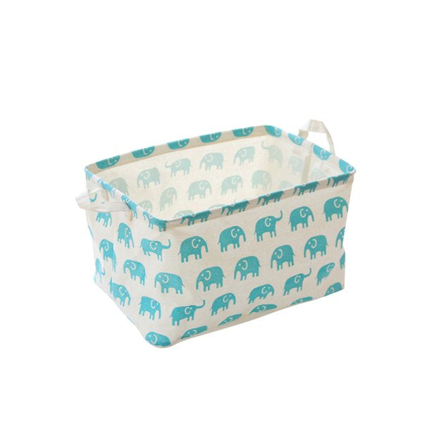 Cesta de almacenamiento de juguetes y caja organizadora con estampados de elefantes verdes