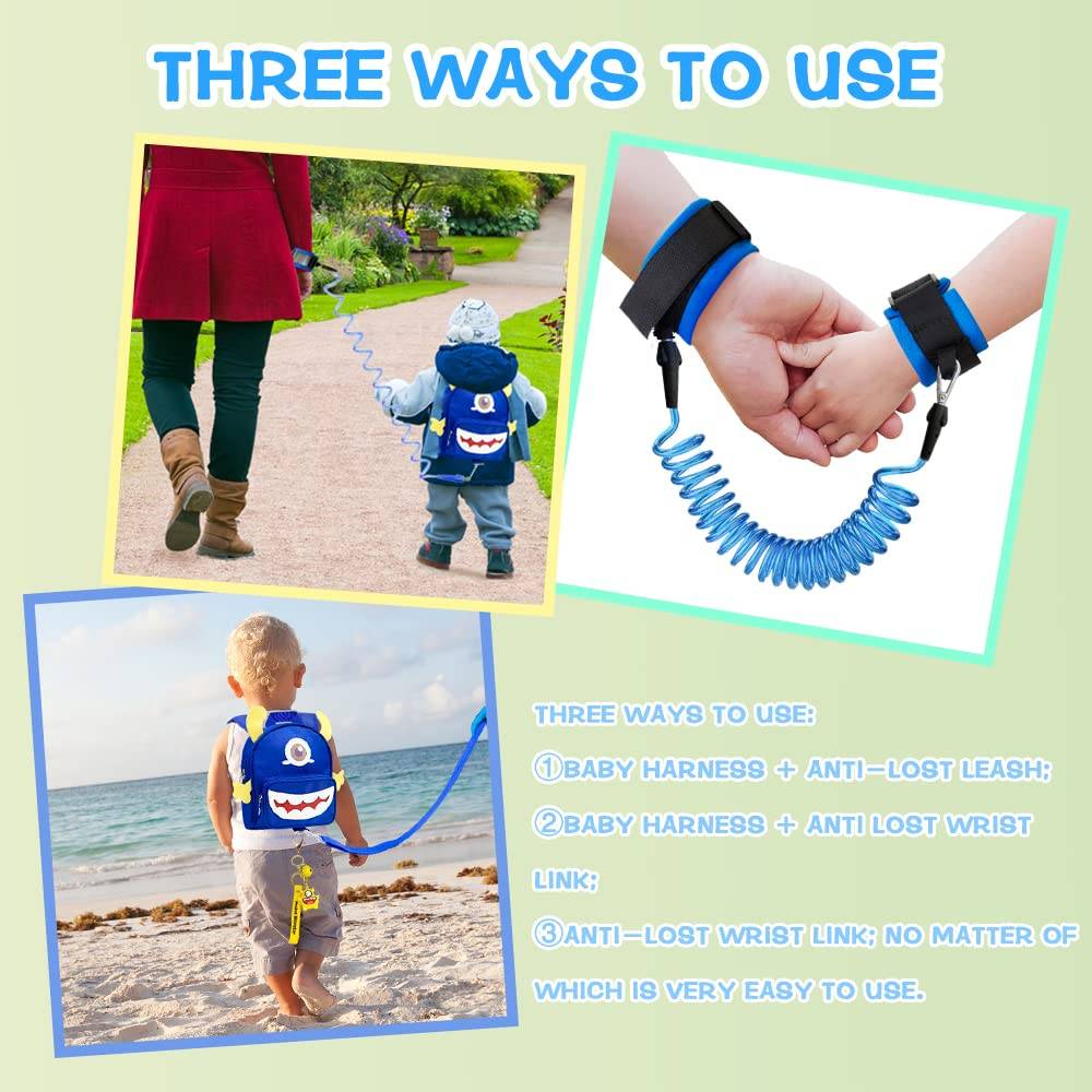 Fruitful Party- Mochila de mounstruo para niños pequeños con cinturón de seguridad, azul