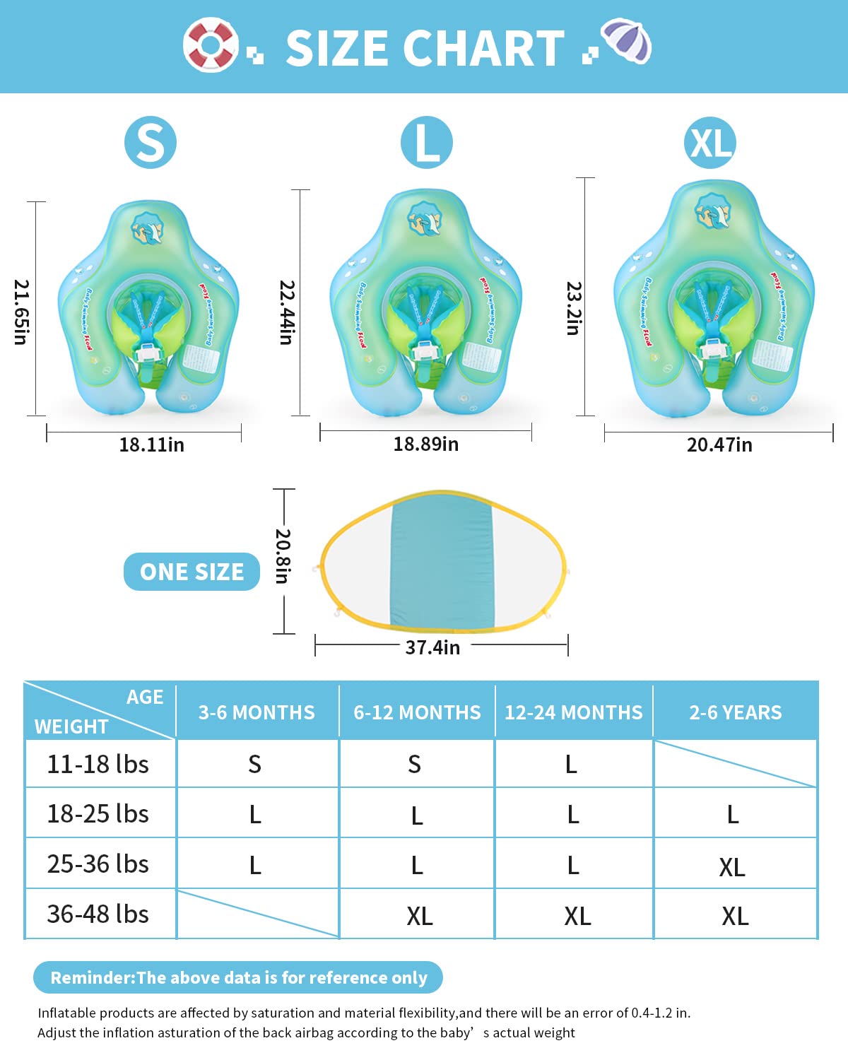 Free Swimming Baby - Flotador inflable para bebés con toldo para protección solar, talla XL