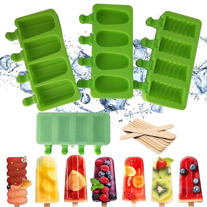 Set De 10 Moldes De Silicona Para Helados – Reutilizables, Sin BPA, Con Tapa, 100 Ml Cada Uno