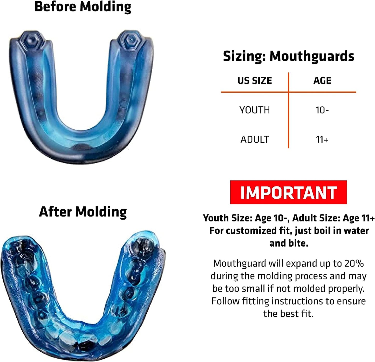 Shock Doctor- Protector bucal Gel Max, protección resistente y ajuste personalizado, niño