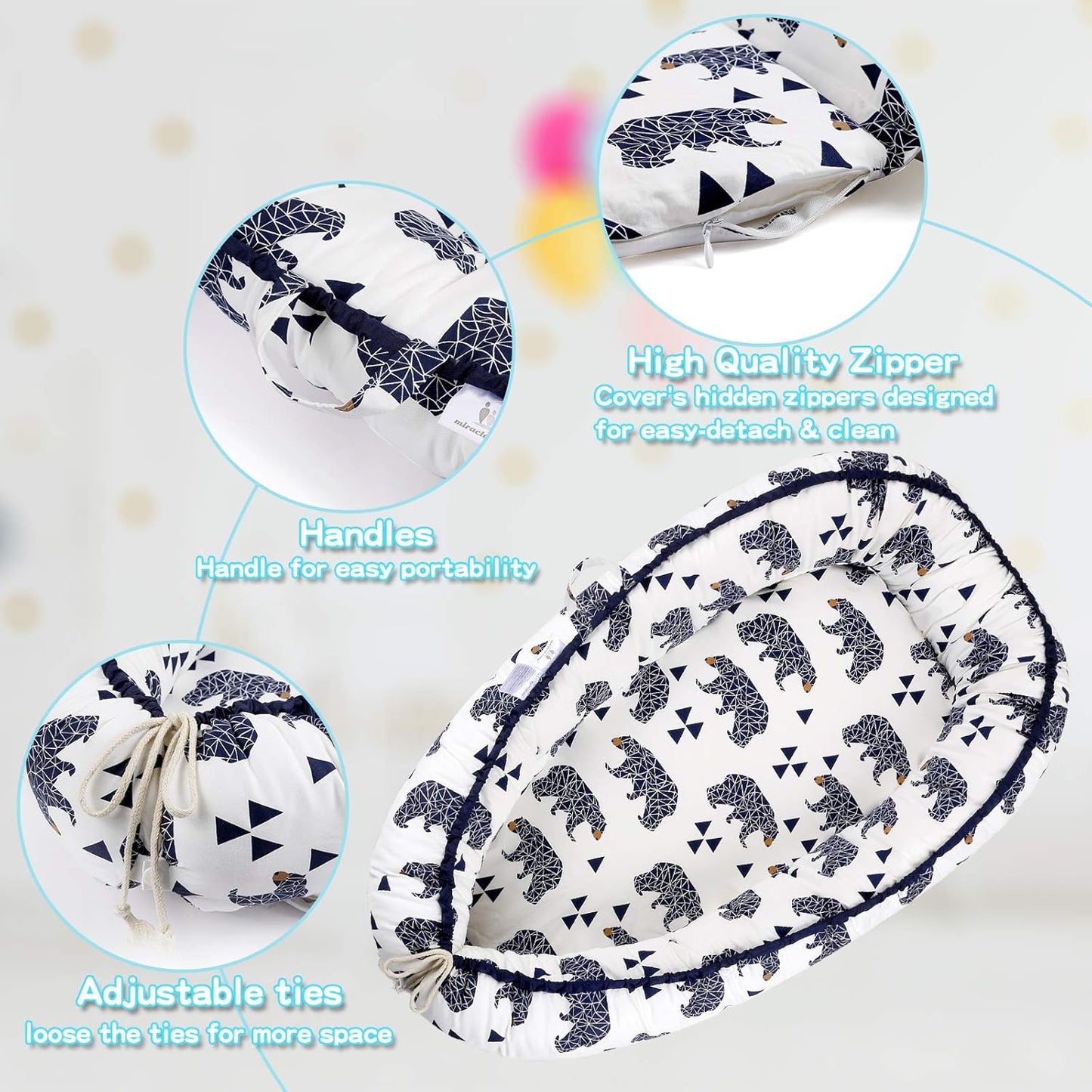 Cobertor para nido con espuma de refuerzo central, diseño osos