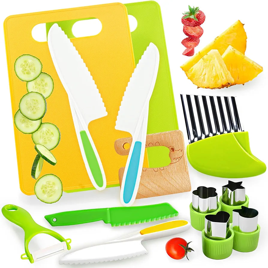 Set De Cuchillos Infantiles Con Anillo Educativo | Delantal Y Gorro De Chef | ZLemma | Entrenamiento Real En Cocina | Rosa