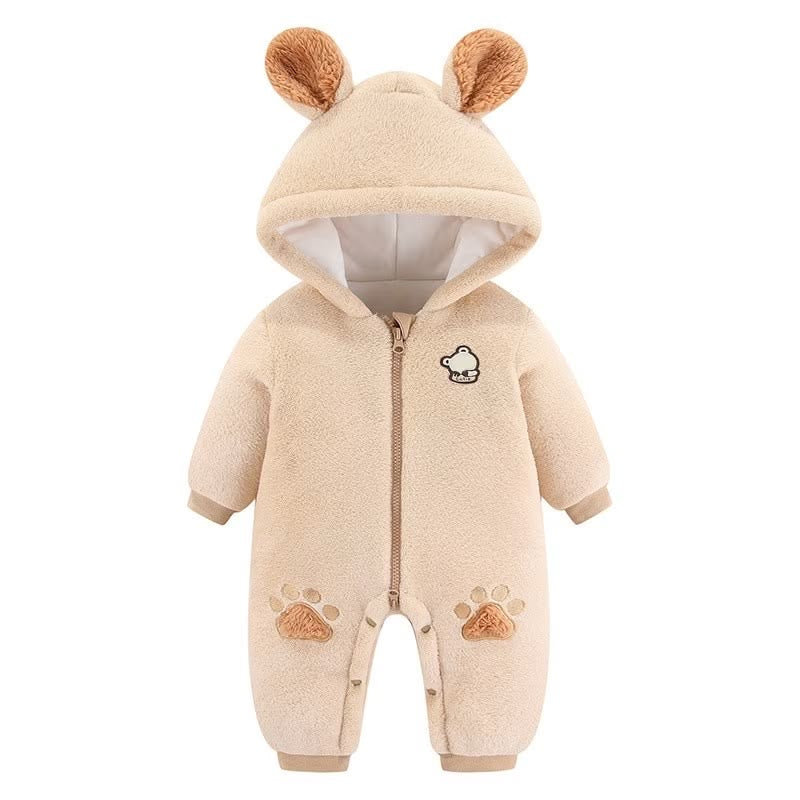 Enterizo de osito con capucha beige 6-9 meses