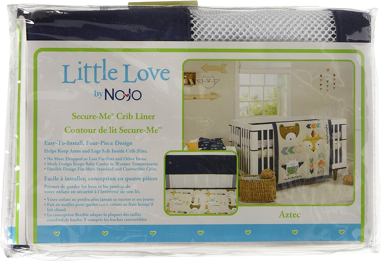 Little Love de NoJo -Forro para cuna Secure-Me, azteca