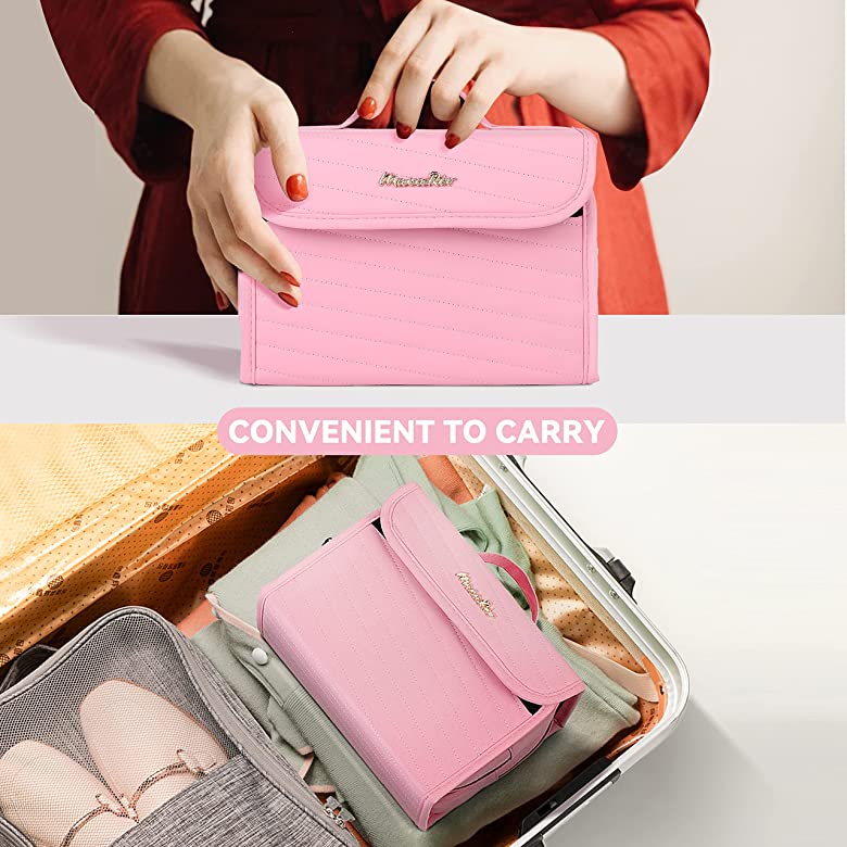 MacaRio- Neceser para Mujer, Rosa, Desmontable Colgante Plegable Portátil