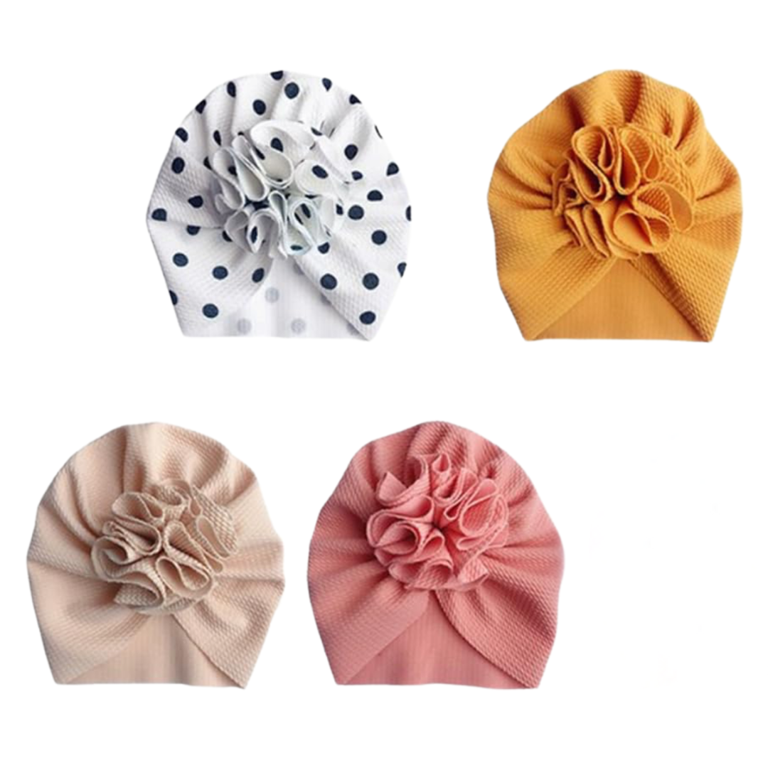 Gorro de algodón para niña con moño