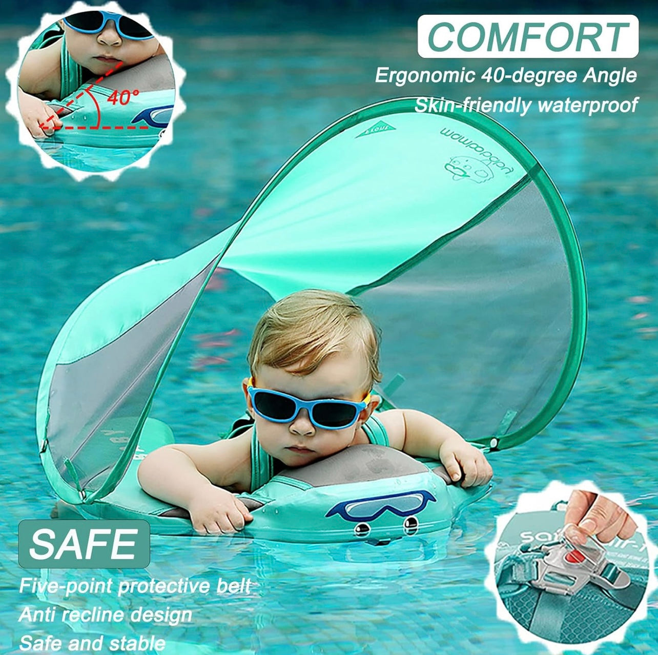 Flotador Infantil De Avión Para Piscina – Con Asiento, 3 Pistolas De Agua, Volante Con Sonido, PVC Resistente, Para Niños De 2 A 10 Años, Incluye Bomba