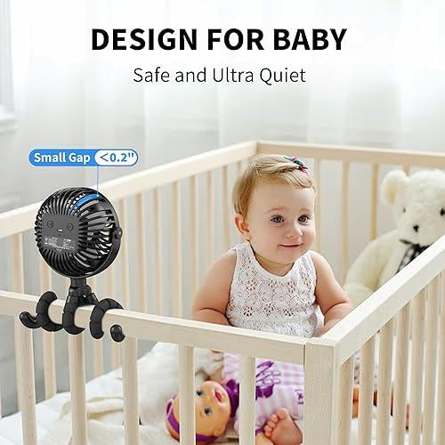 Ventilador para cochecito AMACOOL a pilas, portátil con pinza