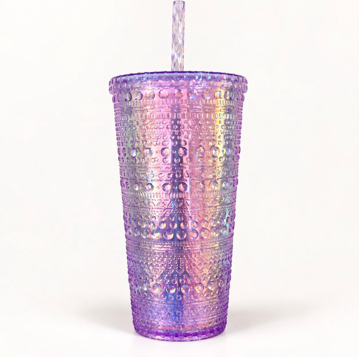 Vaso con pajilla morado