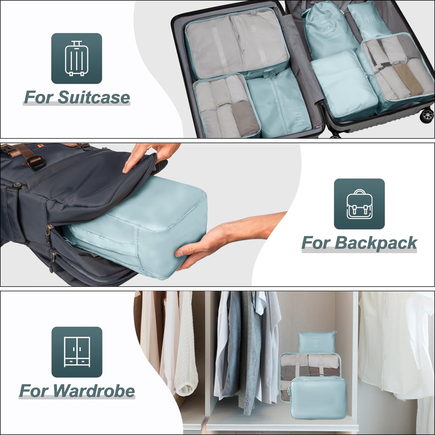 FAMOMI Juego de 7 cubos de embalaje para maletas