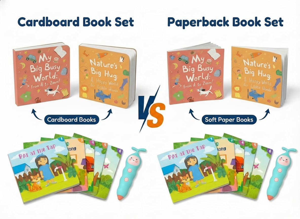 QuTZ Juego de libros de bolígrafo parlante, aprende a leer libros con sonido, 8 libros de audio de tocar para leer