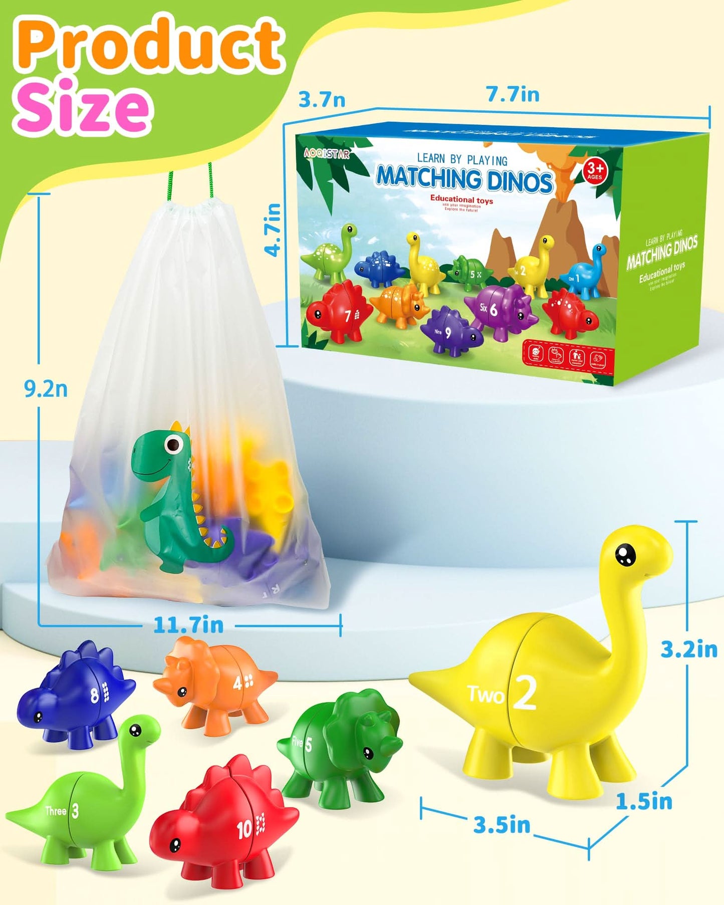 Juguetes de dinosaurio con números para niños