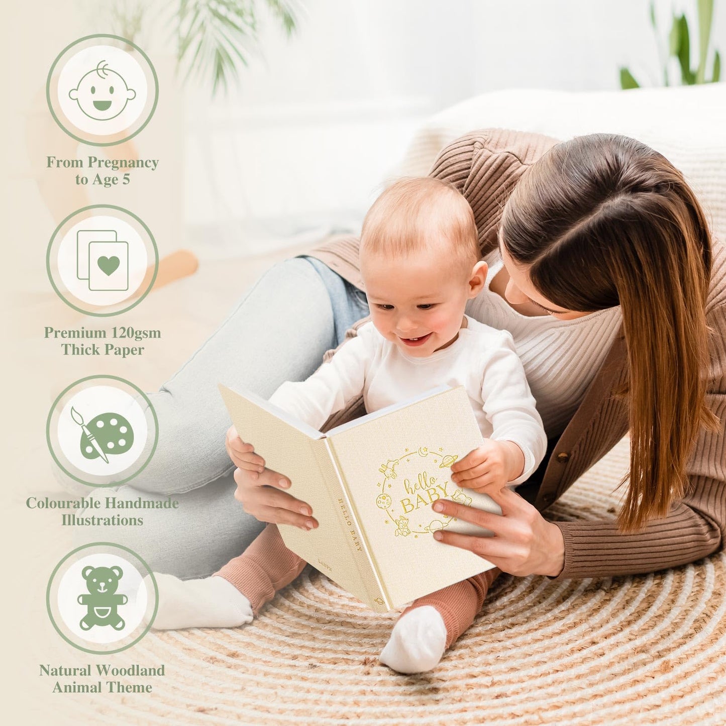 Lanpn Hello Baby Libro de Recuerdos, verde