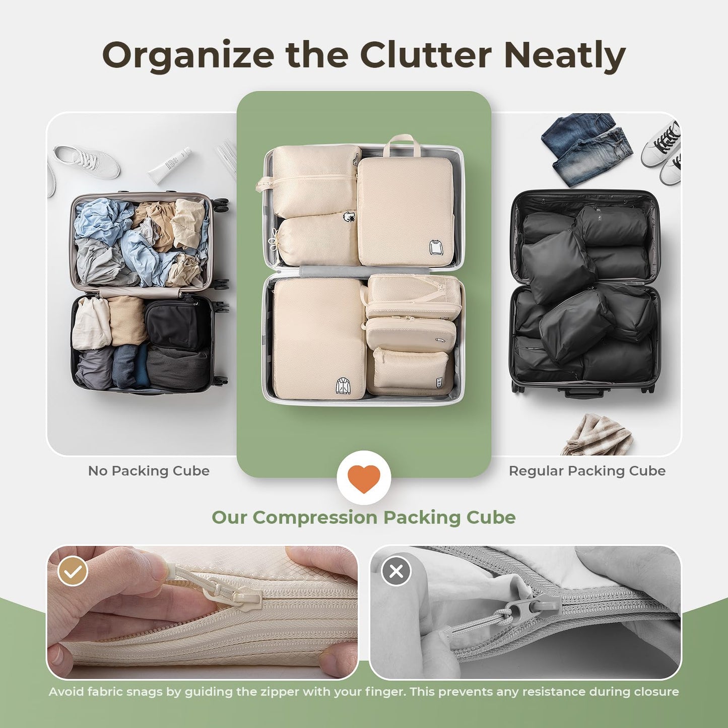 8 Cubos de compresión Samfolk para empacar maletas