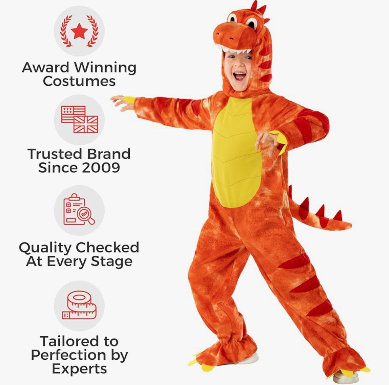 Morph - Disfraz de dinosaurio naranja para niños, 5-7 años