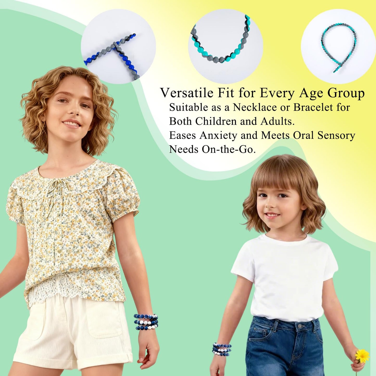 Paquete de 2 collares masticables para necesidades sensoriales