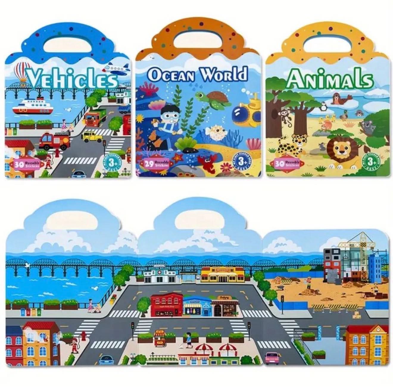 3 Libros de calcomanías reutilizables