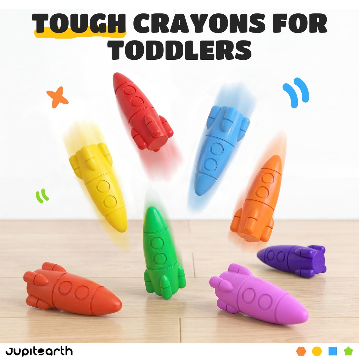 Crayones de 12 Colores para Niños Pequeños, Crayones de Cohete No Tóxicos Lavables