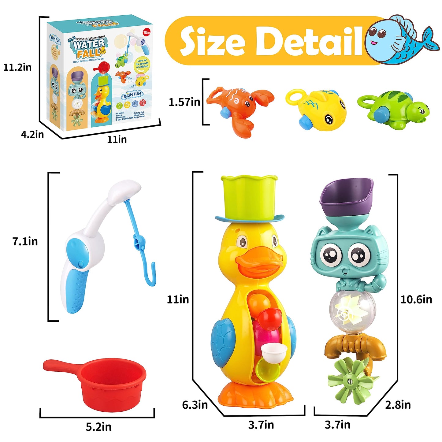Juguetes de baño para bebé, cascada bonita de pato