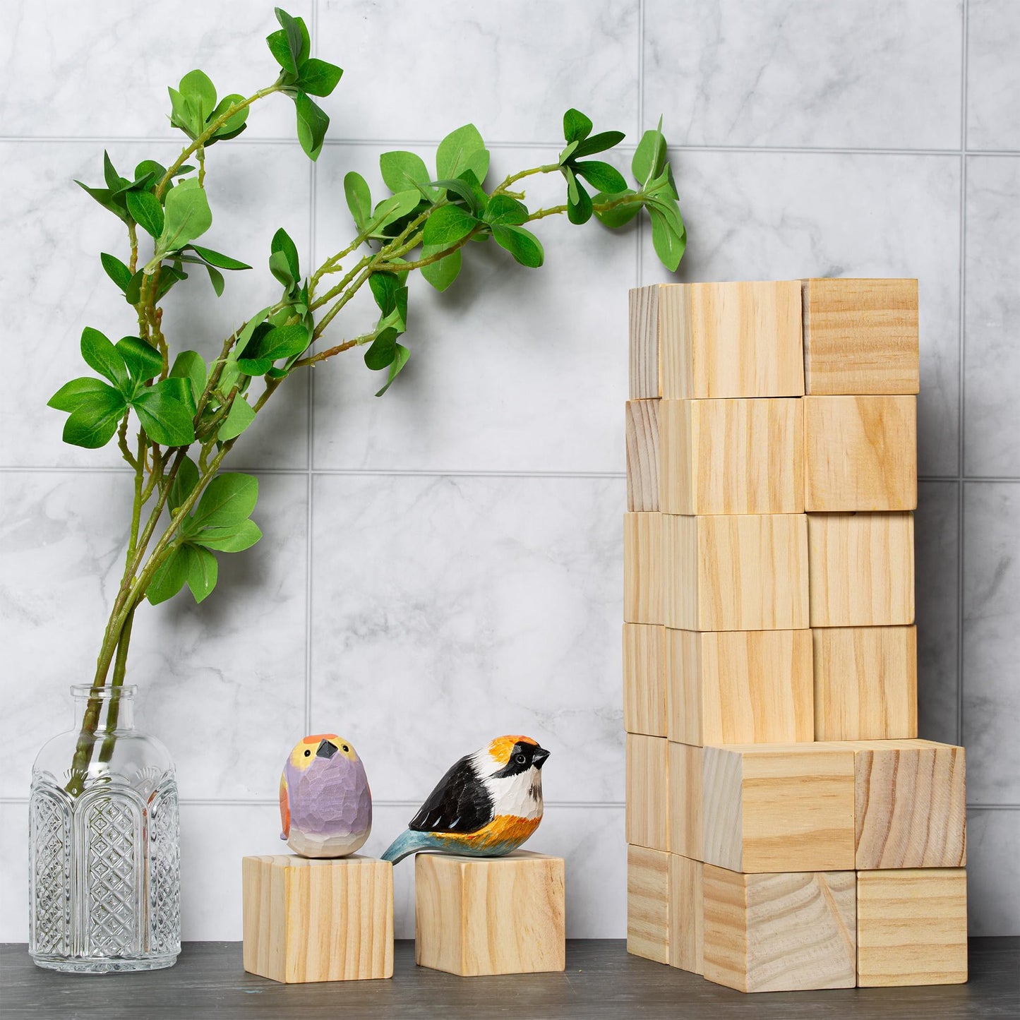 30 cubos de madera de pino macizo para manualidades