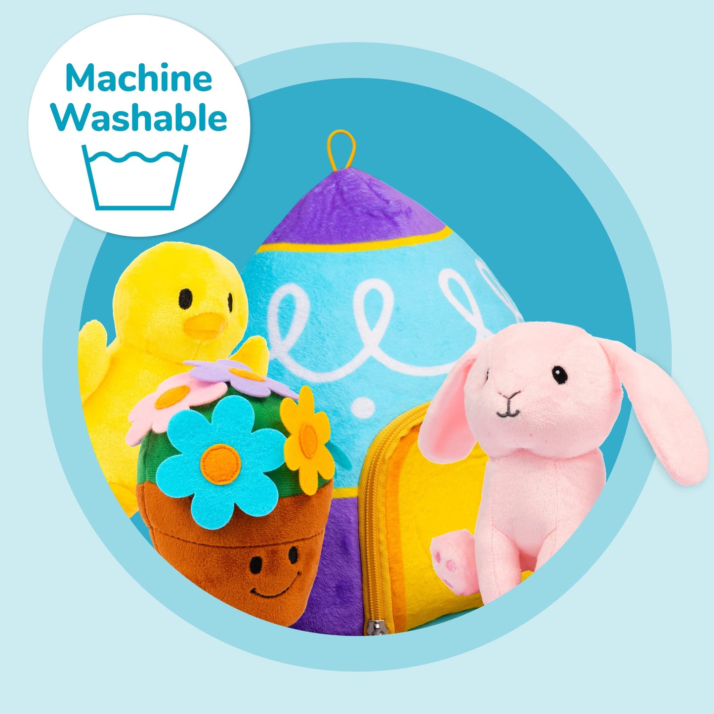 Huevo de Pascua de peluche con accesorios de juguete