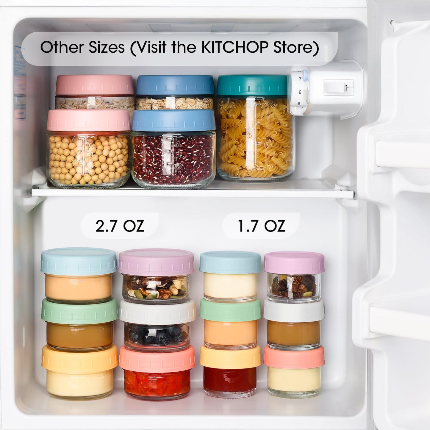 Paquete de 12 recipientes de aderezo de ensalada (6 colores), recipientes pequeños de vidrio de 1.7 onzas con tapas