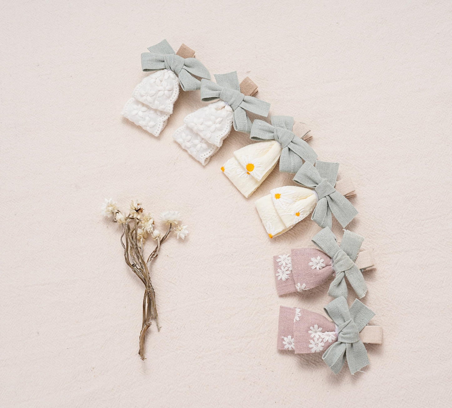 Pinzas para el pelo para bebé niña con soporte para lazo, 16 pieza