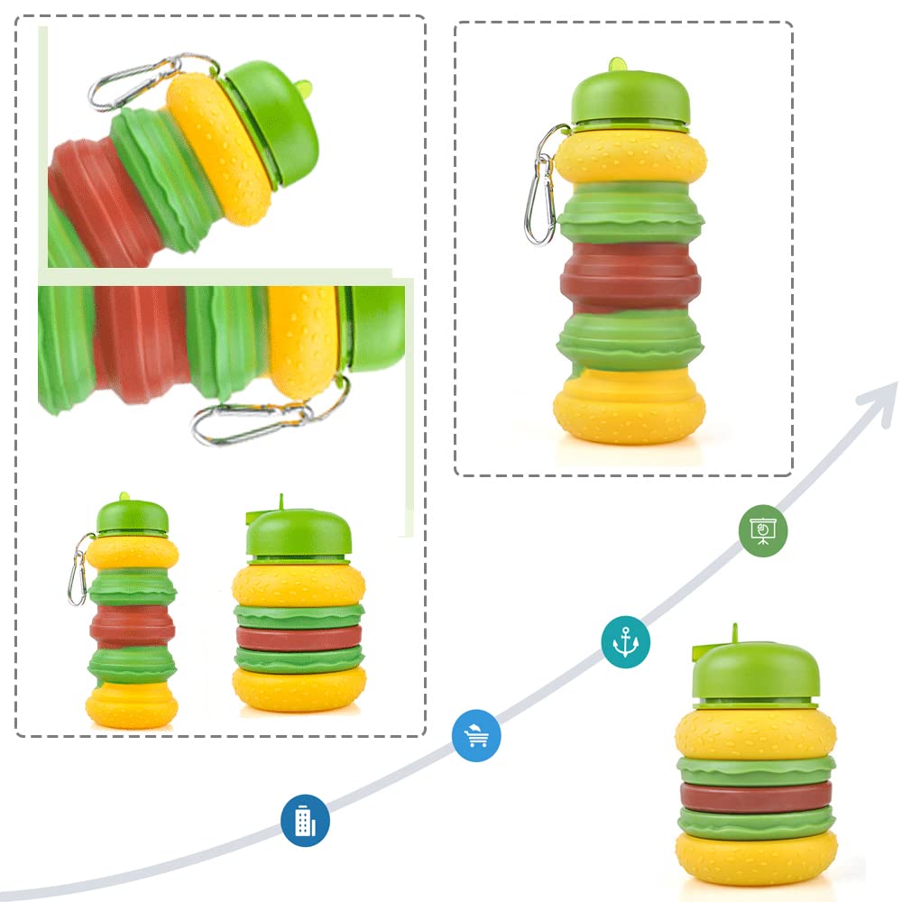 Botella de agua portátil para viaje de hamburguesa