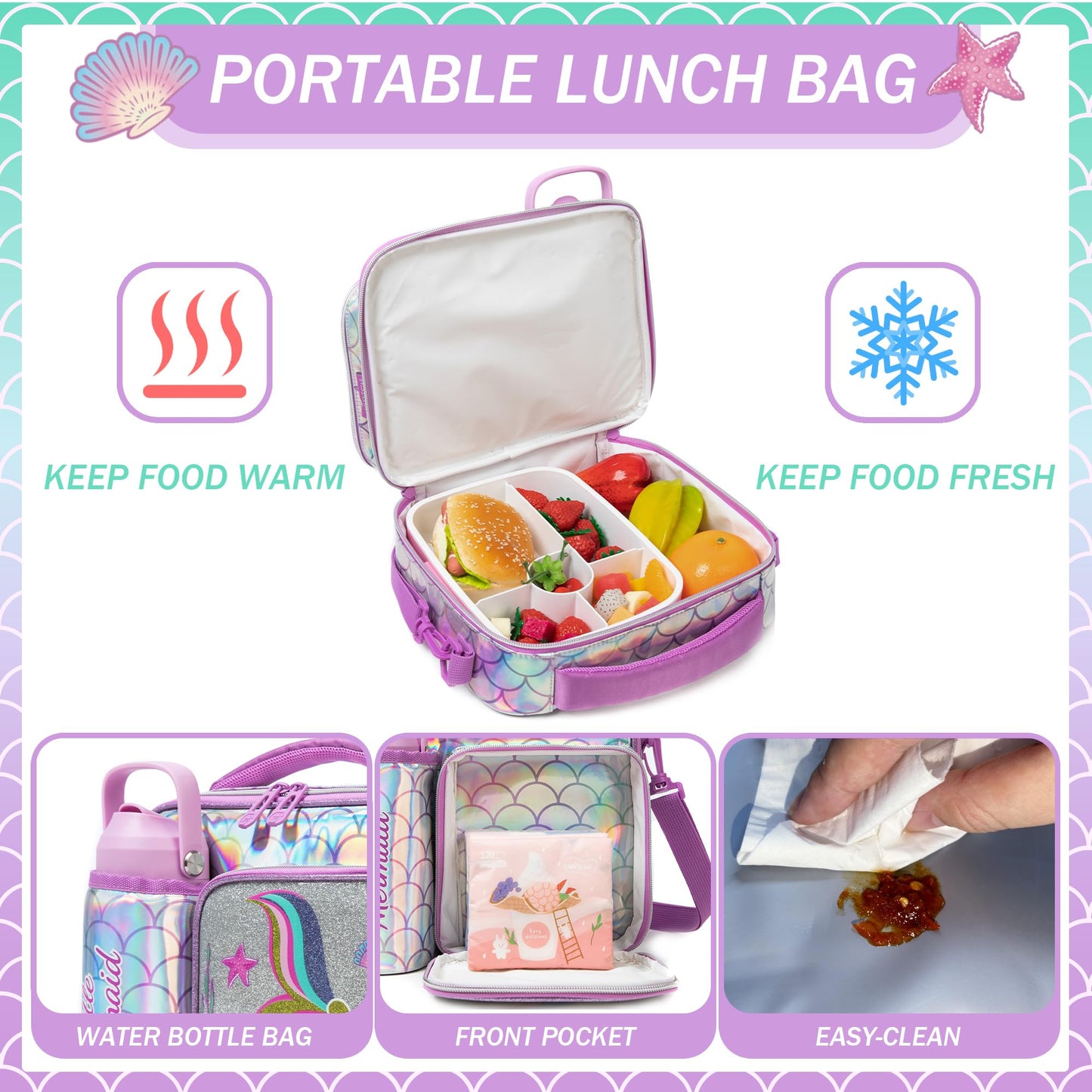 Fiambrera Bento de Sirena para Niños