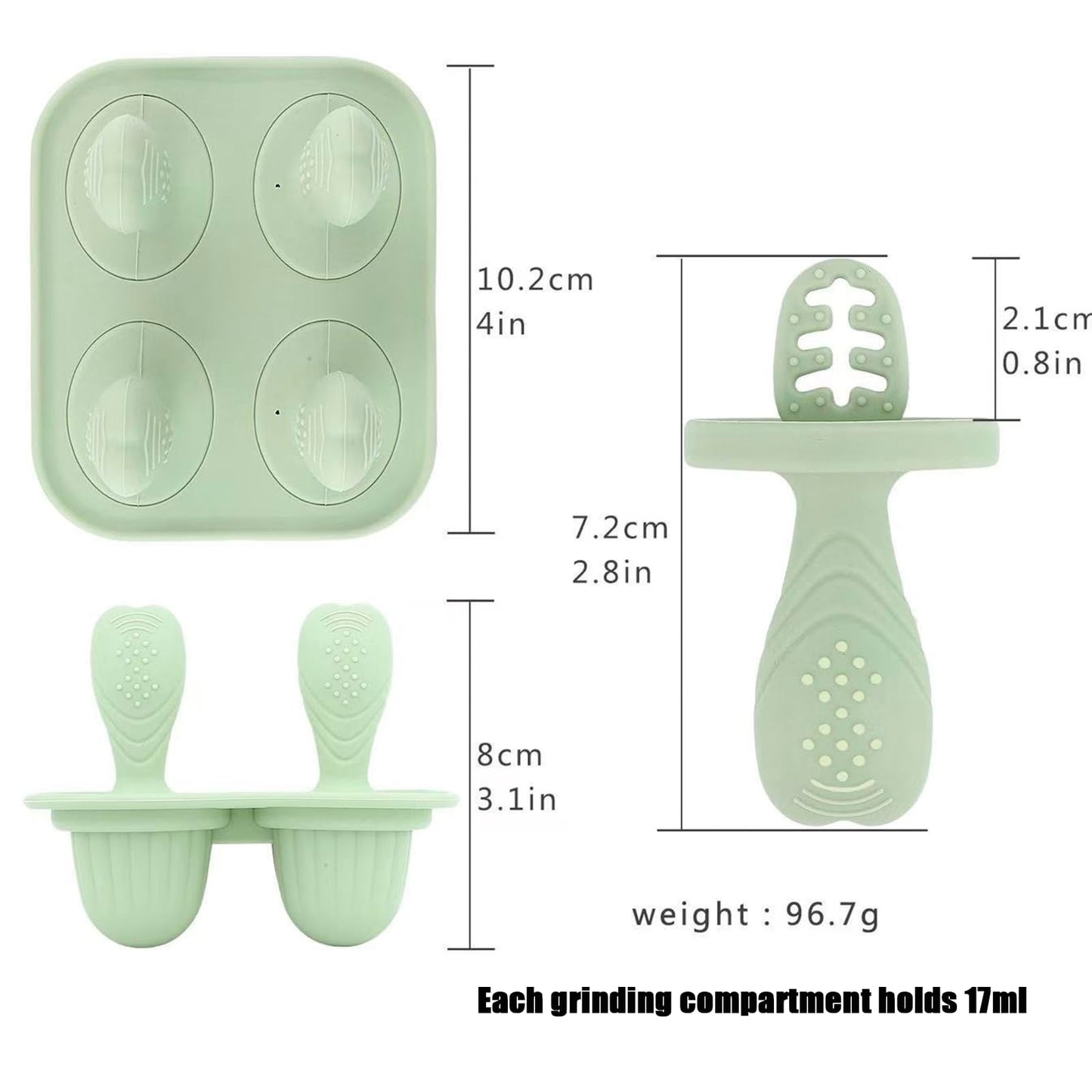 Molde de paletas de leche materna, 4 cavidades, sin BPA