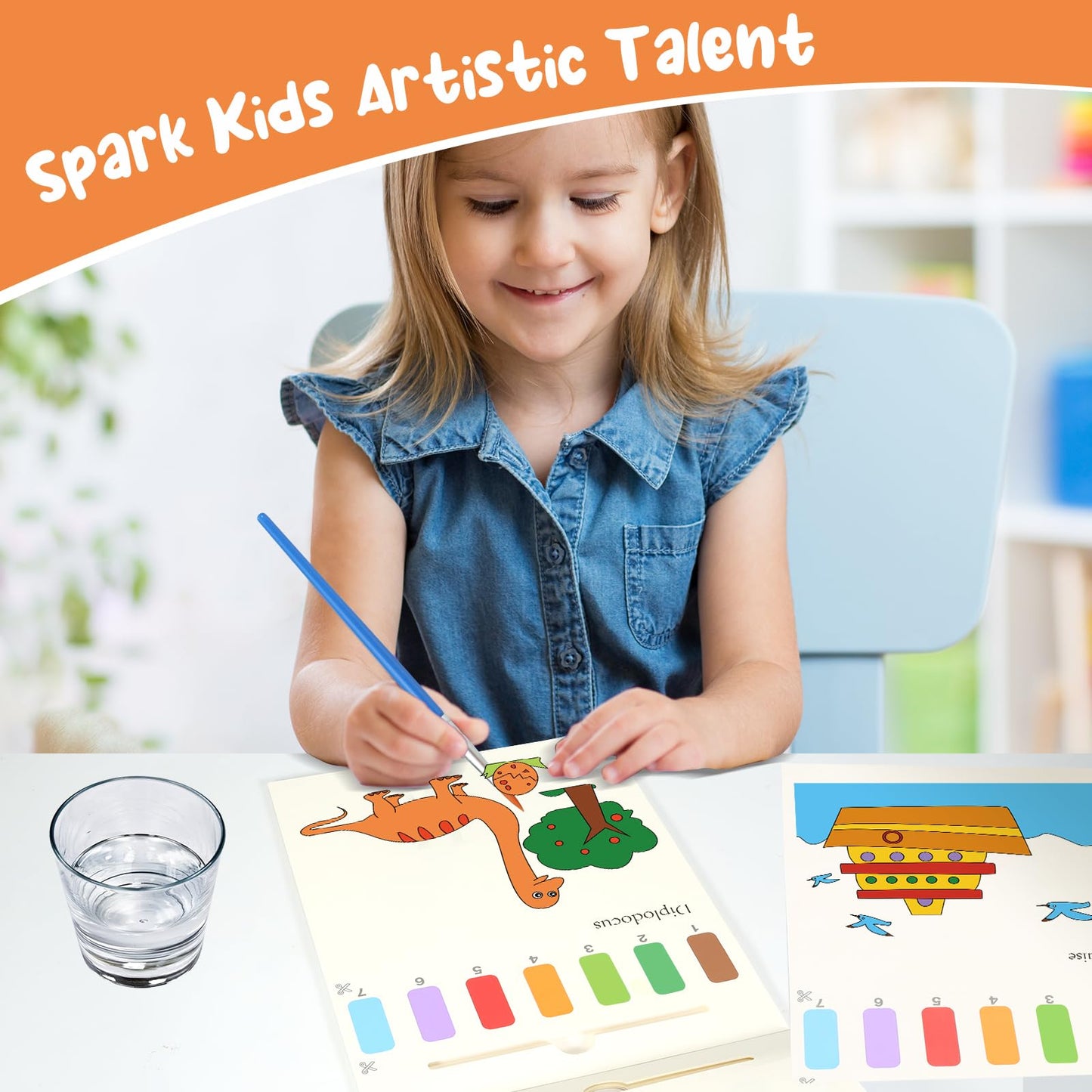 Kit de libro de tractores para colorear con pintura al agua, 40 hojas