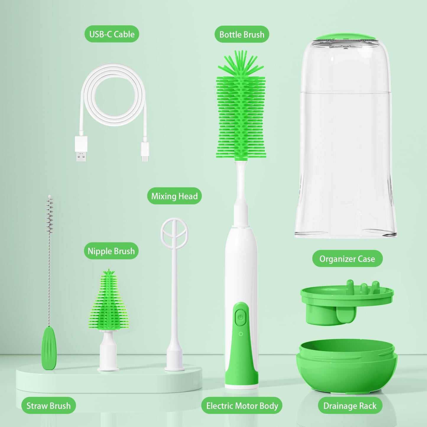 Cepillo eléctrico para biberones, limpiador eléctrico recargable para biberones