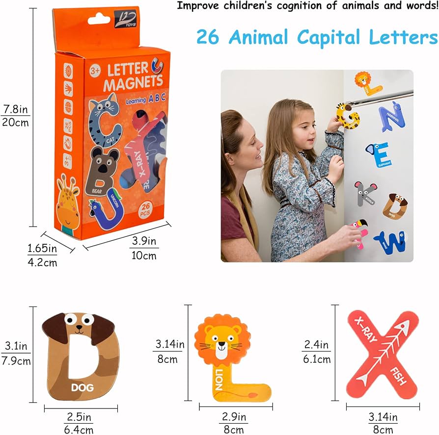 ABCaptain Imanes de alfabeto de animales para refrigerador