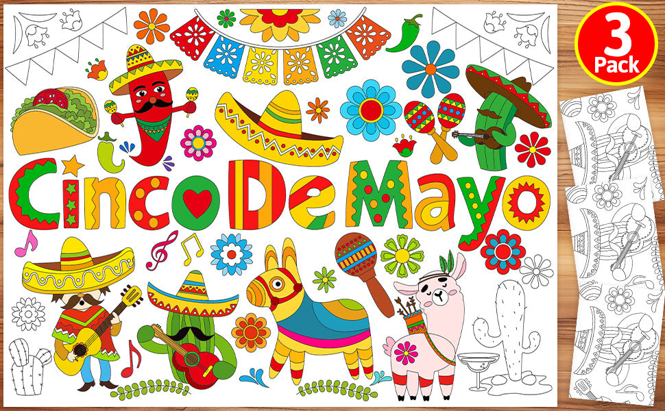 Fancy Land Póster de fiesta para colorear del Cinco de Mayo