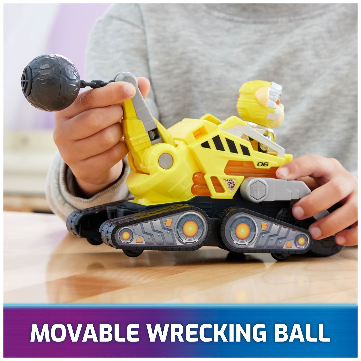 Paw Patrol: The Mighty Movie, camión de juguete de construcción con Rubble Mighty Pups