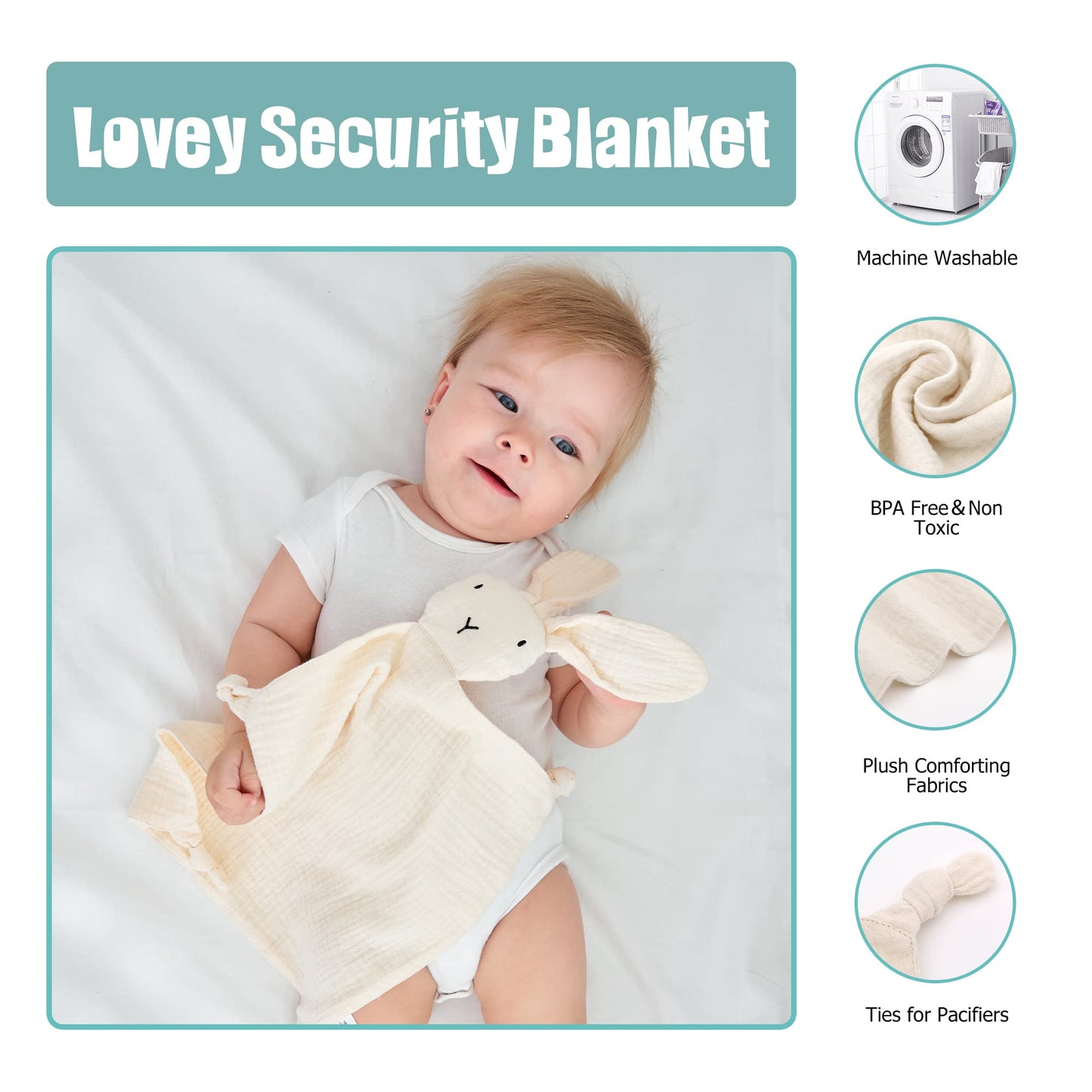 Miracle Baby Loveys de algodón orgánico para regalos de baby shower