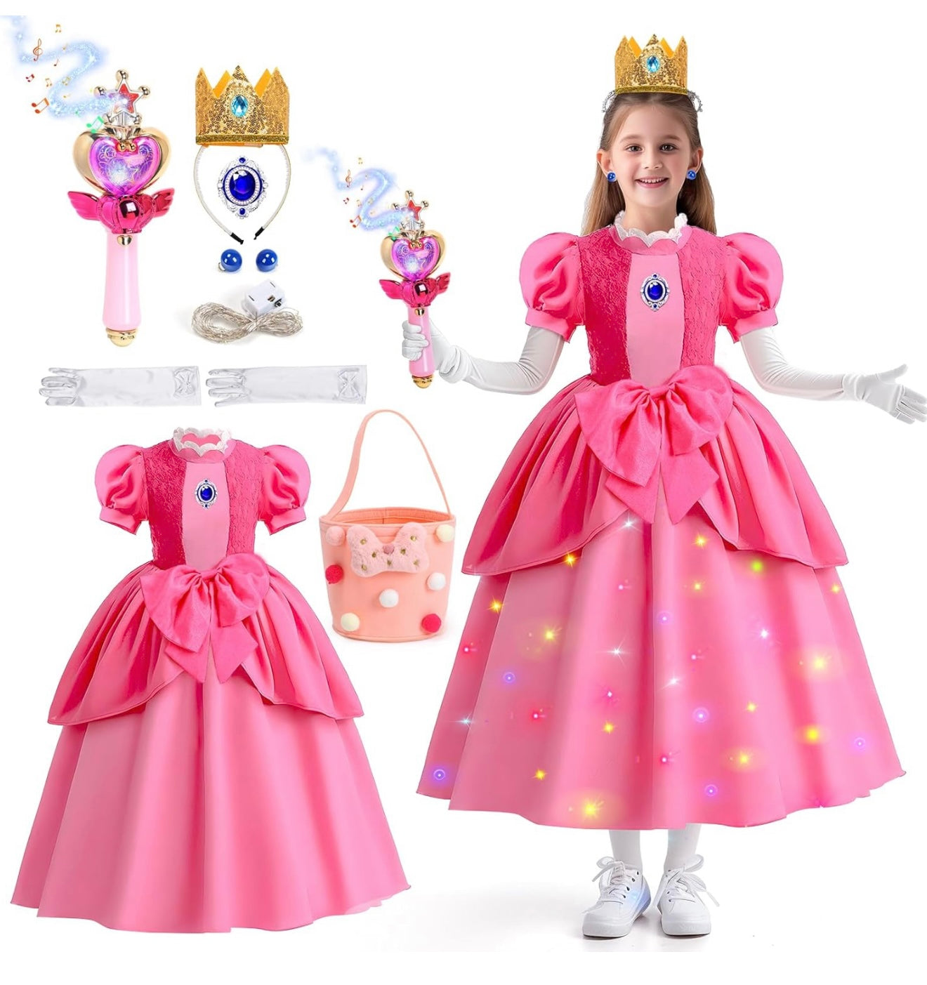 Disfraz de princesa Peach para niñas de a años