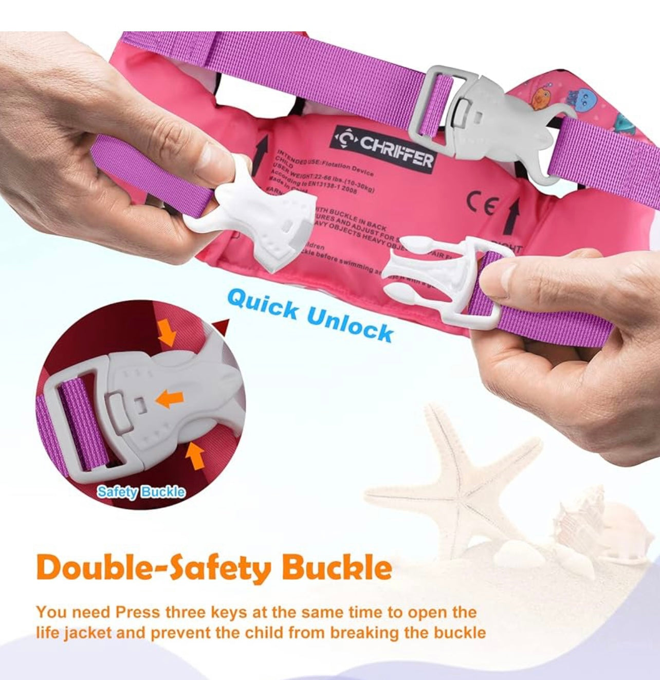 Chaleco salvavidas Chriffer para niños de 22 a 66 libras