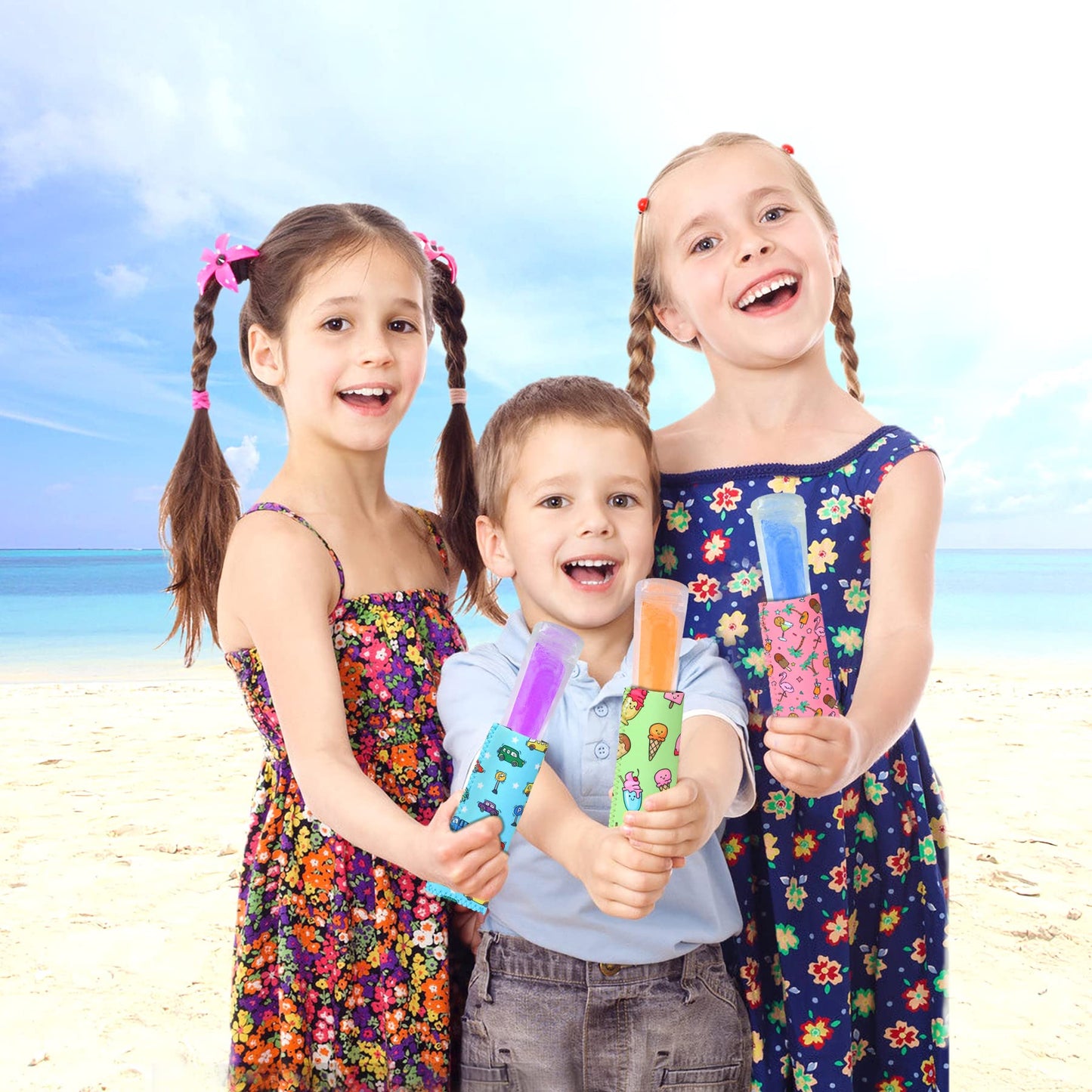 JANYUN - Paquete de 24 fundas de neopreno para paletas heladas