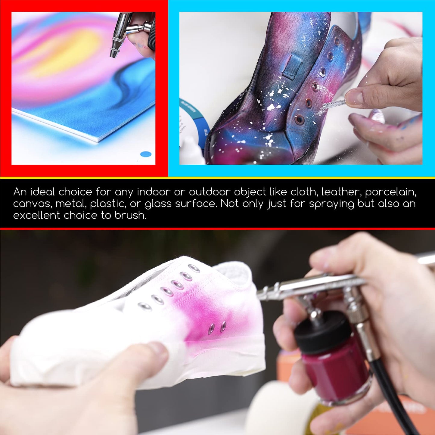 MEEDEN Juego de pintura para aerógrafo: 24 colores x 1.0 fl oz pintura acrílica