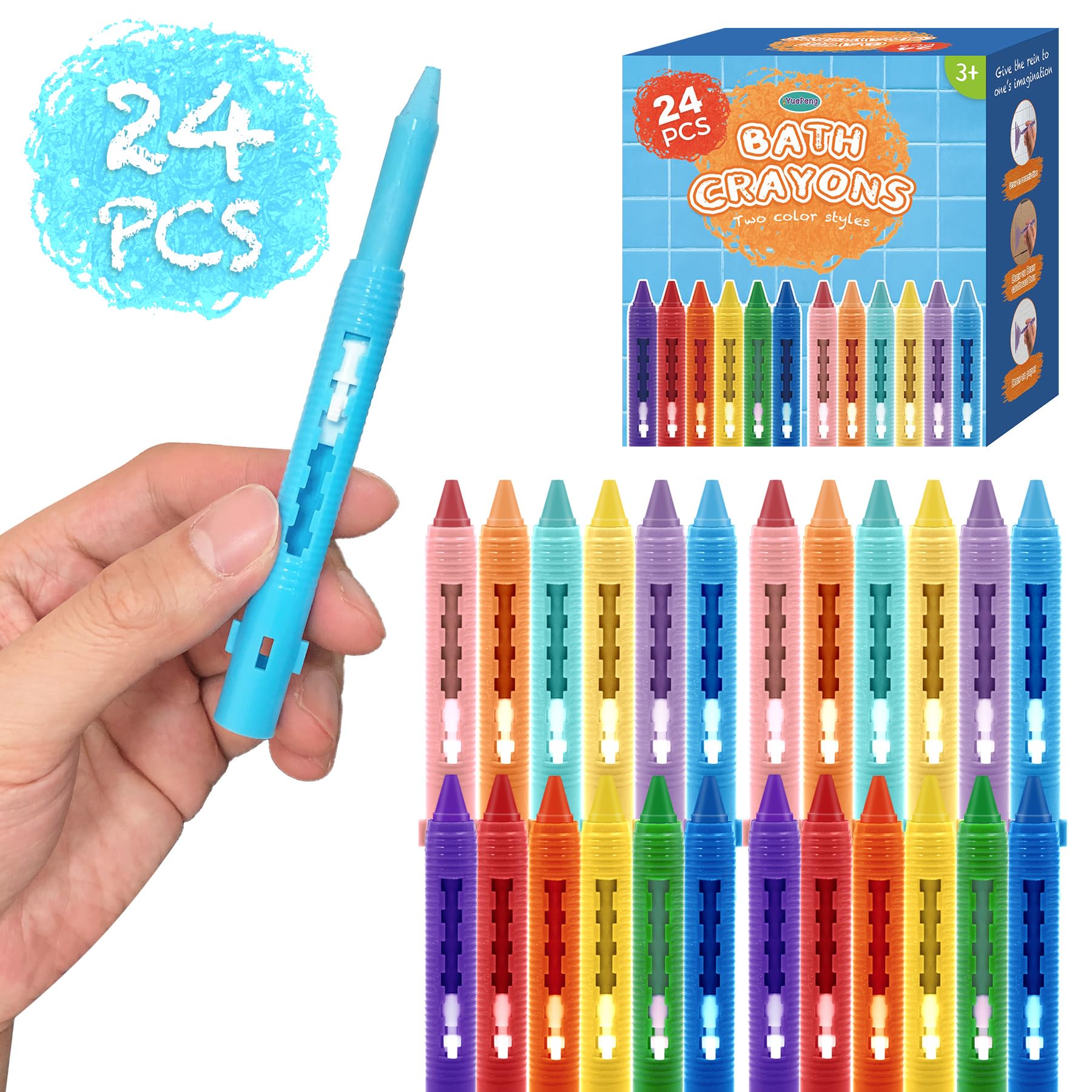 Eberhard Faber 524105 - Set de tizas de baño, 5 crayones de baño y esponja, lavable sin dejar residuos