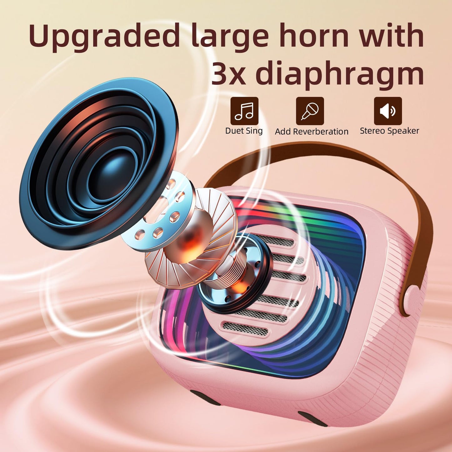 Mini máquina de karaoke para niños con altavoz Bluetooth, 7 modos de cambio de voz